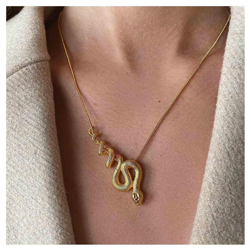 Gold bohemian snake necklace